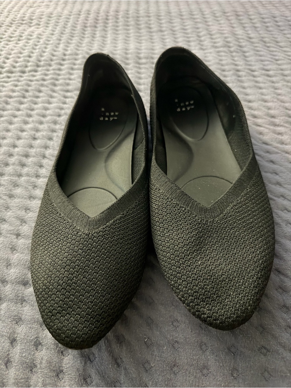 a new day Black Knit Pointed-Toe Slip-On Flats